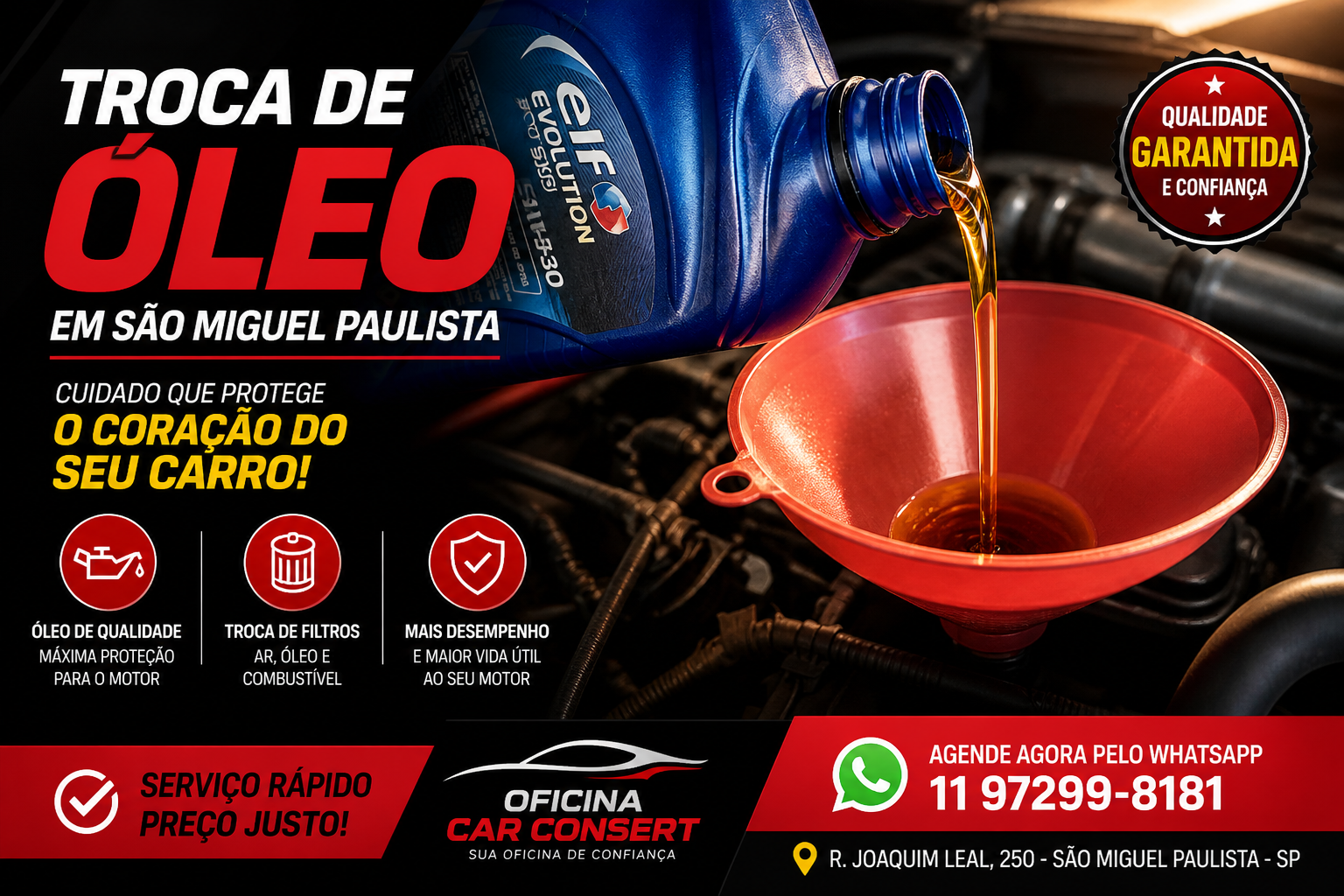 Troca de óleo em São Miguel Paulista na zona leste de São Paulo